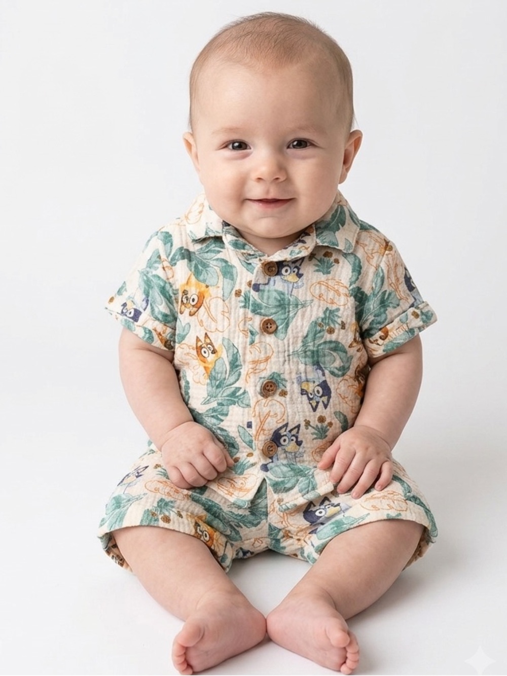 🎉 (0-3m) Bluey & Bingo 2-Piece Muslin Outfit Set